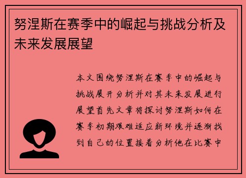 努涅斯在赛季中的崛起与挑战分析及未来发展展望